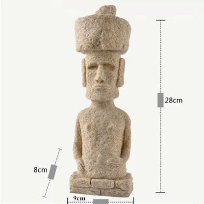 DecorBites™ Easter Island Moai Pukao Statue Figurine Home Office Decoration Living Room Decor Shelf