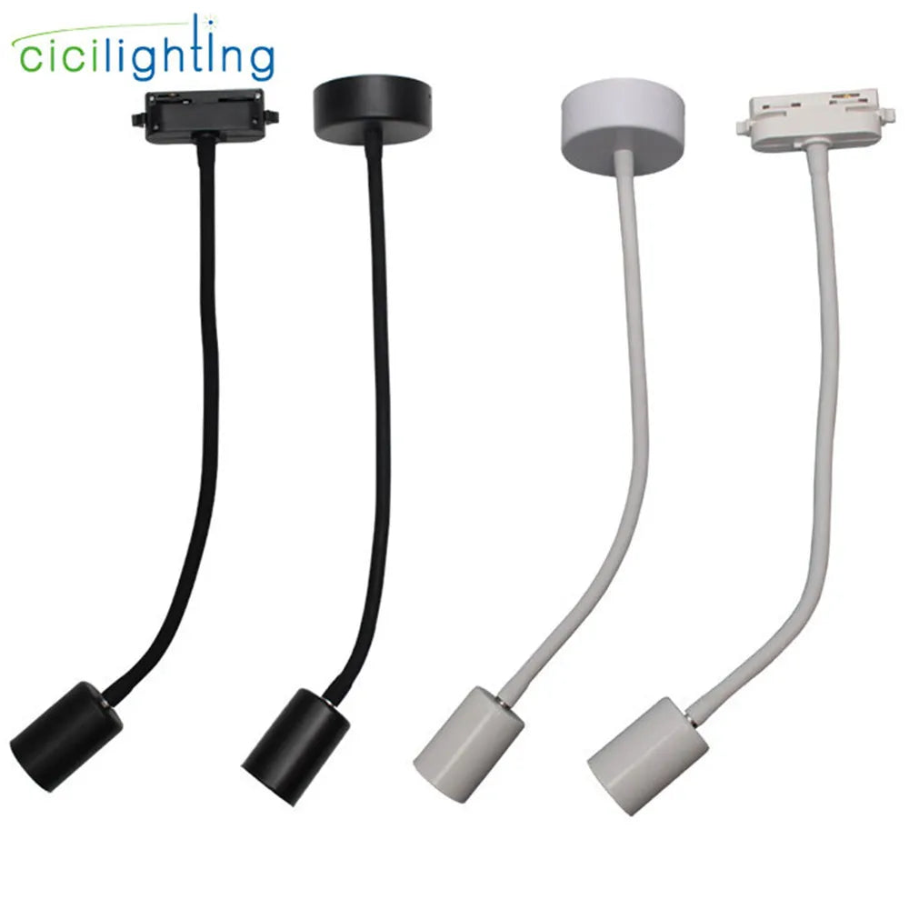 DecorBites™ Gooseneck Ceiling Light: E27 Hose Industrial Track LED Spot Lamp, Adjustable, Black White