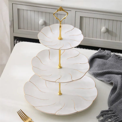 DecorBites™ Gold Inlay Bone China Fruit Plates Snack Dishes Cake Plate Candy Dish