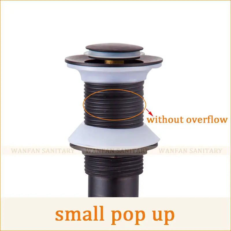 DecorBites™ Brass Black Pop Up Drain Stopper with Overflow for Vessel Sink