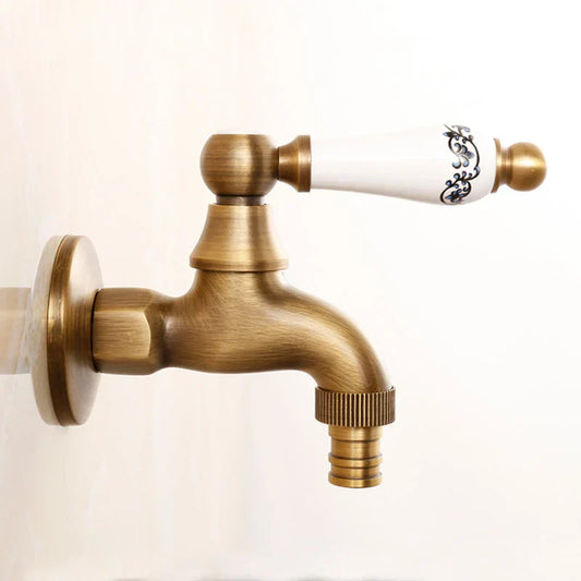 DecorBites™ Brass Antique Bibcock Faucet for Garden and Laundry, Cold Water Tap