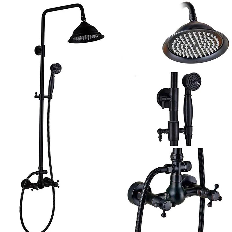DecorBites™ Black Bronze Bathroom Shower Mixer Tap with Long Spout and 8" Rainfall Head
