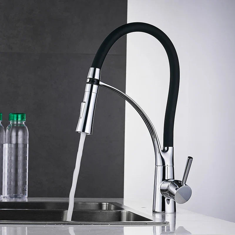 Grifo de cocina LED Decorbites™ con diseño de goma y mango único de extracción inferior