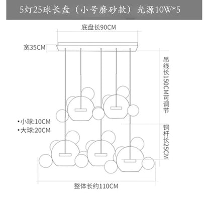 مصباح معلق على شكل كرة من الزجاج المصنفر من DecorBites™ لغرفة الطعام وديكور المطبخ