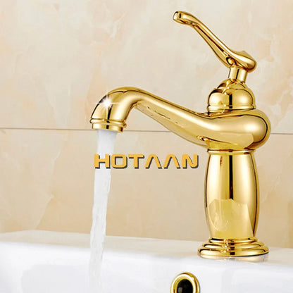 DecorBites™ Gold Brass Bathroom Basin Faucet with Ceramic Mixer Tap