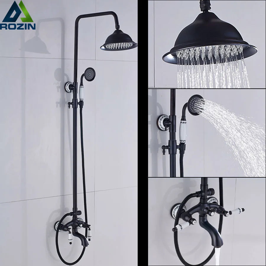 DecorBites™ Dual Handle Shower Faucet Set with 8" Rainfall Head and Handshower