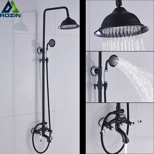 DecorBites™ Dual Handle Shower Faucet Set with 8" Rainfall Head and Handshower