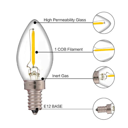DecorBites™ Dimmable LED Filament Bulb 0.5W 2700K Chandelier Pendant Edison Lamps