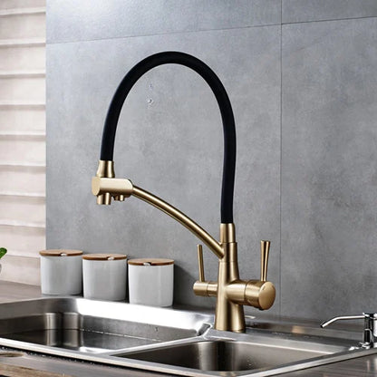 DecorBites™ Dual Spout Dual Handles Kitchen Faucet with Hot and Cold Mixer for Pure Water
