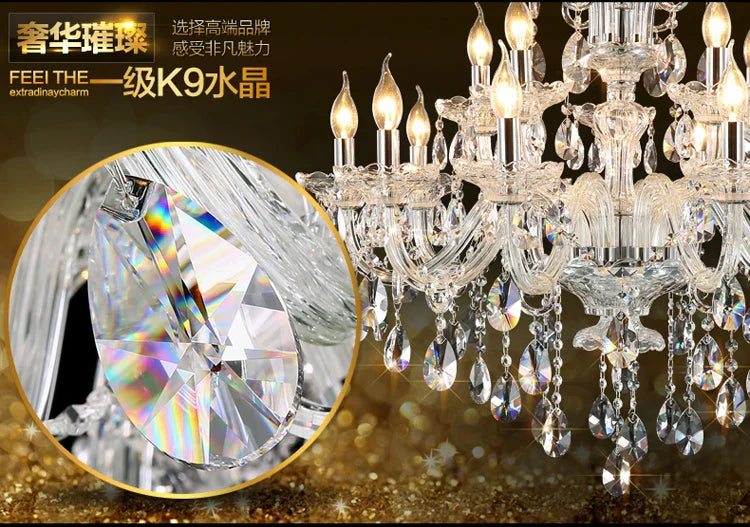 DecorBites™ Crystal Chandelier: Luxury Modern Light Fixture for Living Room - Lustres de Cristal