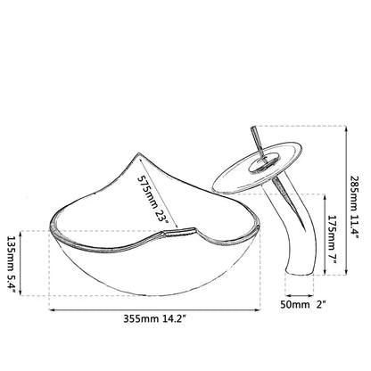 DecorBites™ Golden Leaf Vessel Glass Sink Set with Chrome Faucet