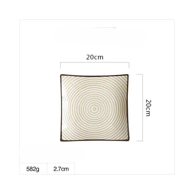 Plato cuadrado de porcelana fina DecorBites™ - Diseño de plantas en azul y blanco