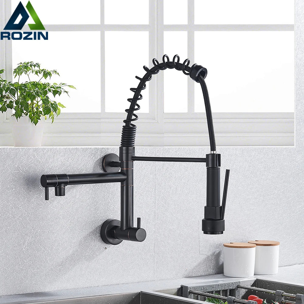 DecorBites™ Dual Spouts Kitchen Faucet with Handheld Shower - Wall Mounted Dual Spouts