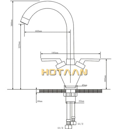 DecorBites™ Double Handle Kitchen Sink Mixer Tap, Round Swivel Faucet