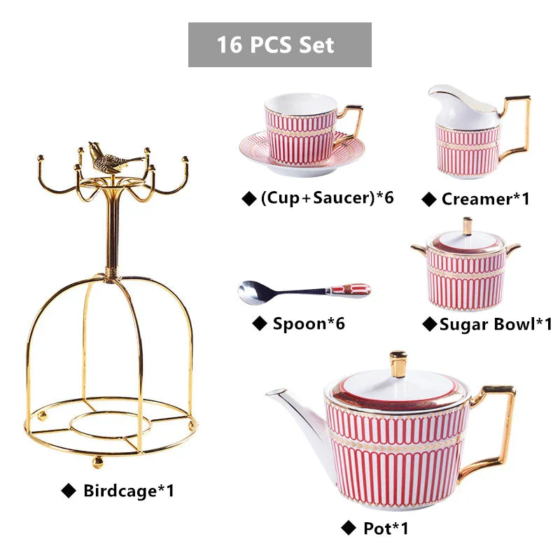 Juego de café y té DecorBites™ de porcelana dorada - Artículos de café de porcelana fina de lujo