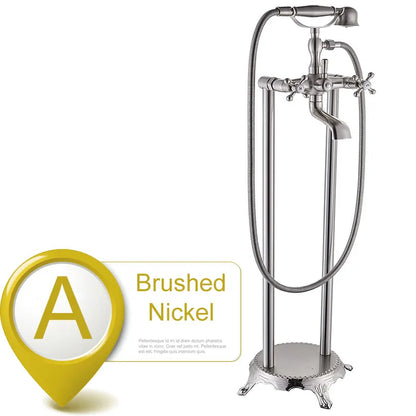 DecorBites™ Dual Ceramic Handle Freestanding Tub Faucet with Handshower