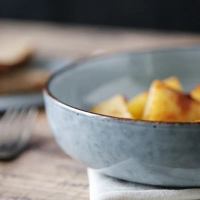 DecorBites™ Japanese Style Ceramic Soup Bowl - Large Salad Bowl Tableware