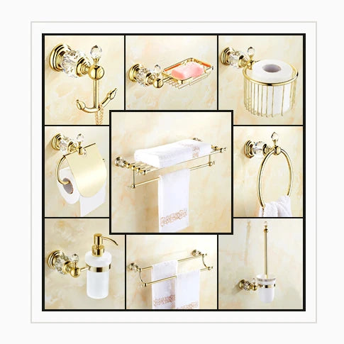 Juego de accesorios de baño DecorBites™ Crystal Brass Gold