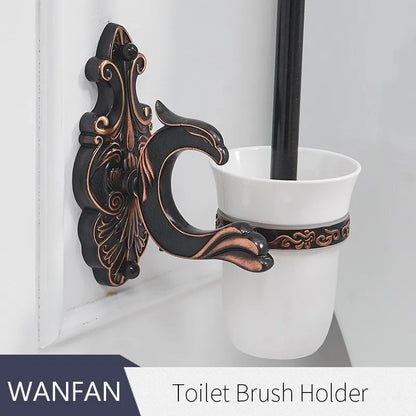 DecorBites™ Brass Wall Mounted Toilet Brush Holder Set Luxury Bathroom Accessories CleanWF-88809