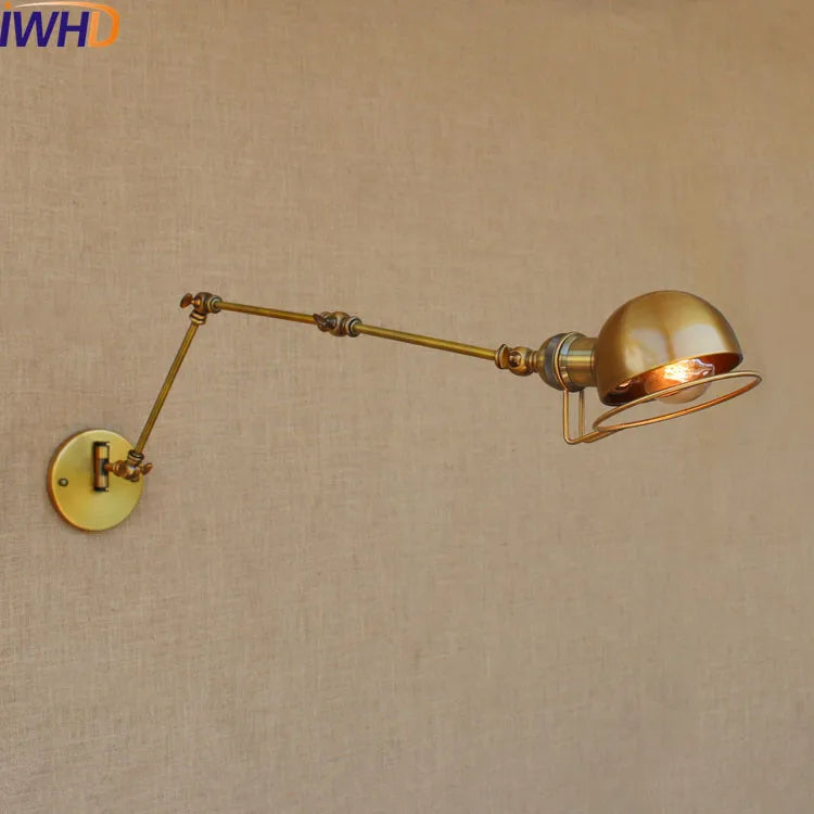 Aplique de pared LED DecorBites™ Gold Swing Arm Retro Loft Industrial