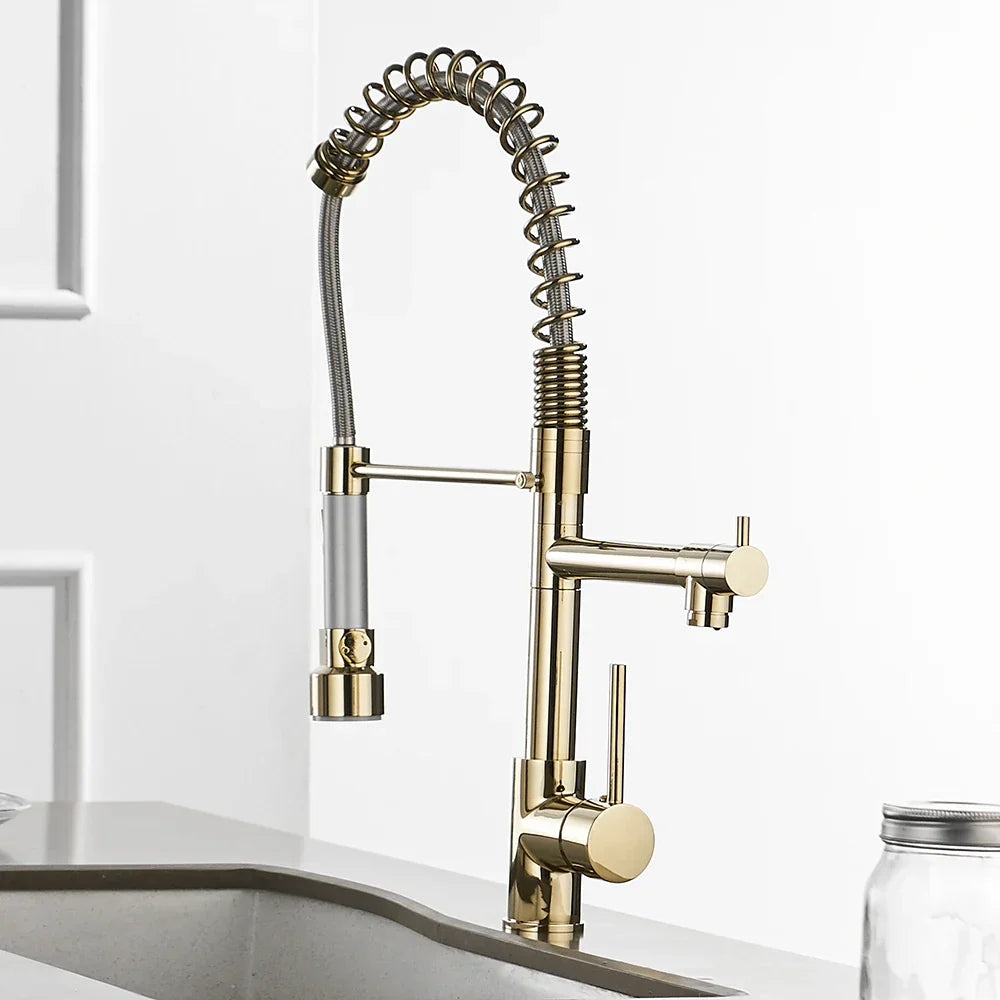 Grifo de cocina DecorBites™ Gold Spring Spout - Grifo mezclador extraíble