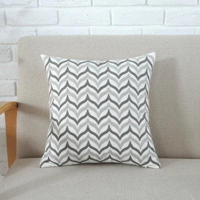 DecorBites™ Grey Pink Geometric Embroidered Cushion Cover, 45x45cm