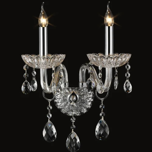 DecorBites™ Crystal Lamp Wall Light with LED Bulbs and Silk Fabric Lampshade