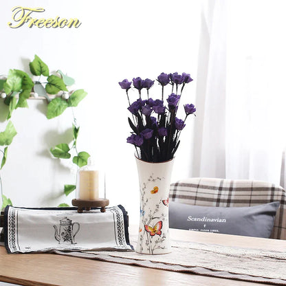 DecorBites™ Bird Butterfly Porcelain Vase: British Rural Ceramic Flower Decoration