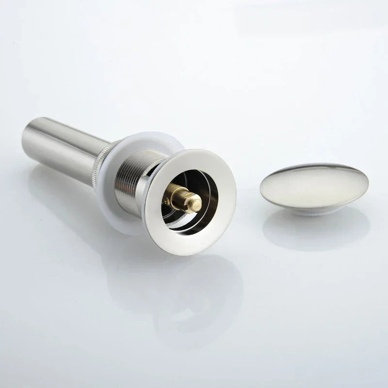 DecorBites™ Brushed Nickel Faucet Vanity Sink Pop-up Drain Stopper Overflow Drainer