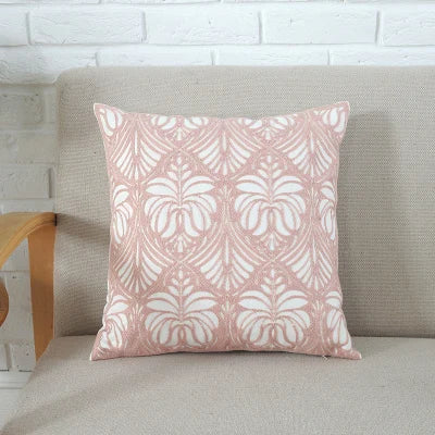 DecorBites™ Grey Pink Geometric Embroidered Cushion Cover, 45x45cm