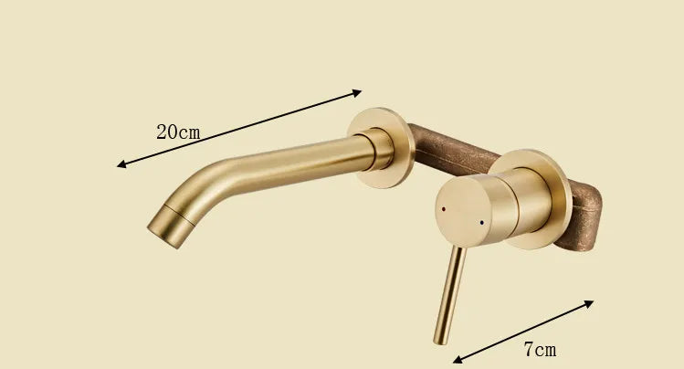 Decorbites™ Grifo Mezclador de Latón Dorado para Lavabo de Baño Empotrado en Pared para Agua Caliente y Fría