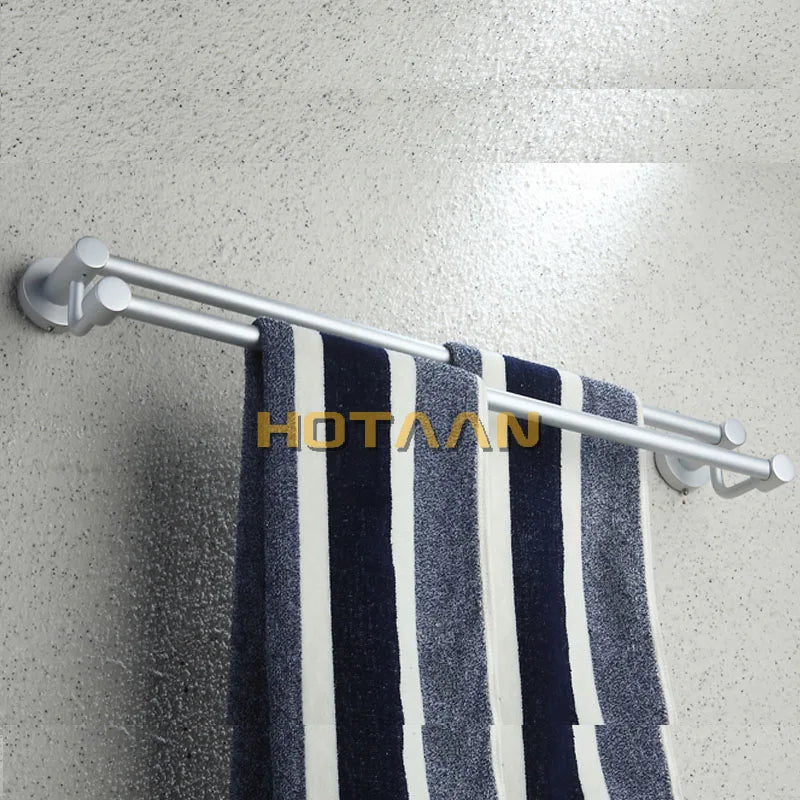 DecorBites™ Double Towel Bar: High Quality Aluminium Round Towel Holder for Bathroom