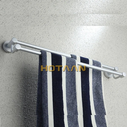 DecorBites™ Double Towel Bar: High Quality Aluminium Round Towel Holder for Bathroom