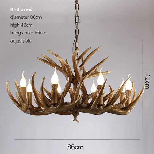 DecorBites™ Antler Chandelier: American Retro Resin Horn Deer Lamps for Rustic Indoor Decor