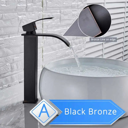 DecorBites™ Brushed Nickel Single Lever Waterfall Basin Faucet - Deck Mounted Brass Mixer