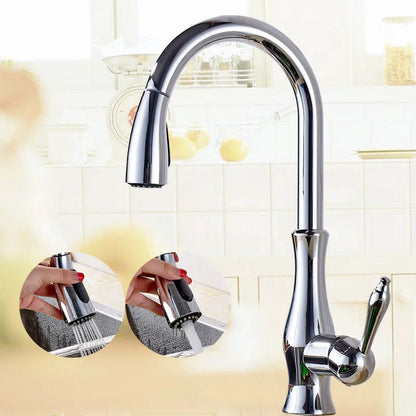 DecorBites™ Brass Kitchen Faucet Pull Out Sprayer High Arch Mixer Tap Kit
