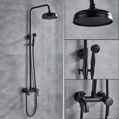 DecorBites™ Black Bathroom Shower Faucet Mixer with 8" Rainfall Shower, Wall Mount Tub Spout