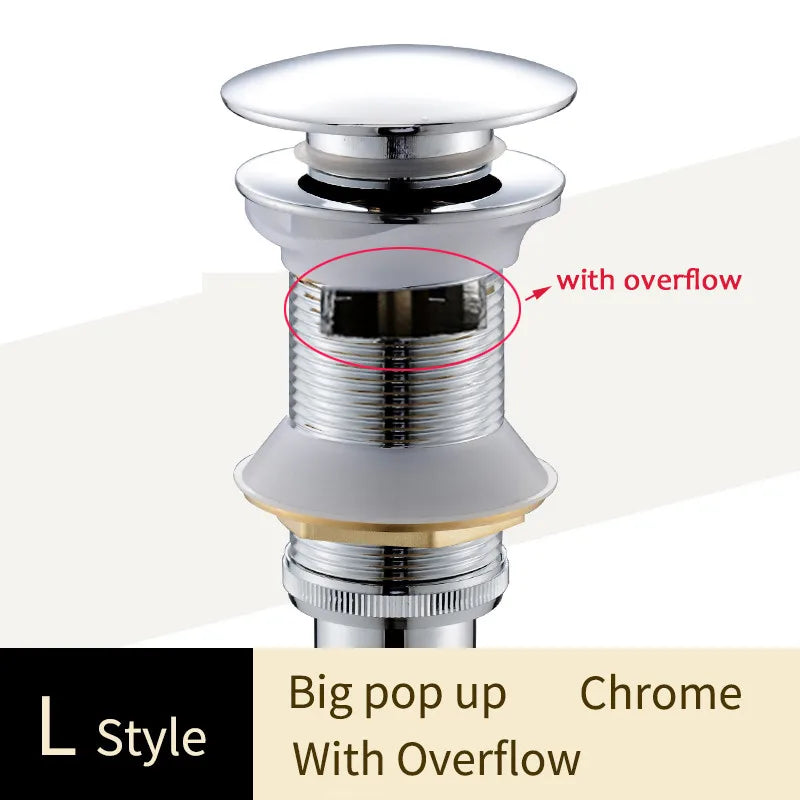 DecorBites™ Brass Bathroom Sink Pop Up Drain for Lavatory Basin - HJ-0618F