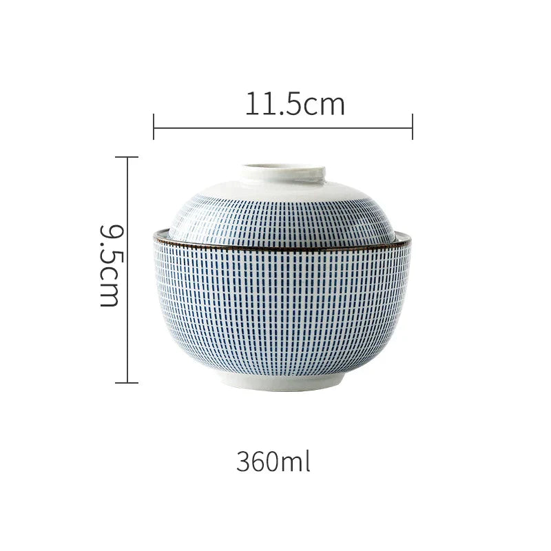 DecorBites™ Japanese Style Ceramic Soup Bowl - Eco-Friendly Under Glazed Tureen