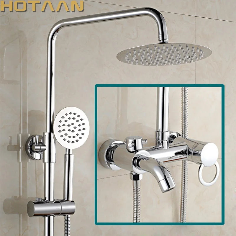 DecorBites™ Bathroom Rainfall Shower Faucet Set with Hand Sprayer - Wall Mounted Chrome Copper