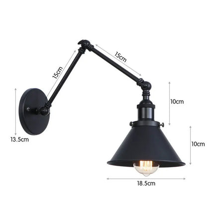 Aplique de pared vintage de cobre negro Decorbites™ con brazo largo para dormitorio de hogar