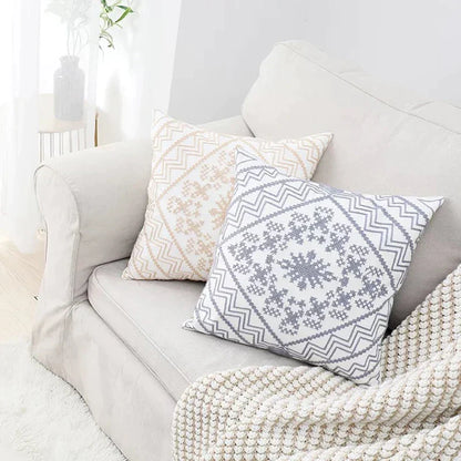 غطاء وسادة قماشية مطرزة بنقشة أزتك من ديكوربايتس™، مقاس 45×45 سم