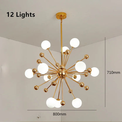 DecorBites™ Golden Acrylic Molecule Chandelier: Modern Lighting for Kitchen, Restaurant, or Home