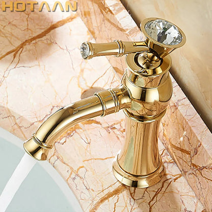 DecorBites™ Gold Finish Brass Bathroom Basin Faucet with Ceramic Mixer Tap