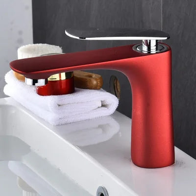 DecorBites™ Basin Faucet Hot&Cold Mixer Tap Brass Gold/Chrome/White/Red/Black for Bathroom Sink