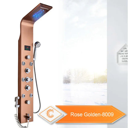 DecorBites™ LED Rain Shower System with Swivel Massage Jet and Bidet Sprayer