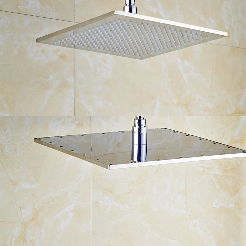 DecorBites™ Brushed Nickel LED 16" Rainfall Shower Head with Color Changing Lights