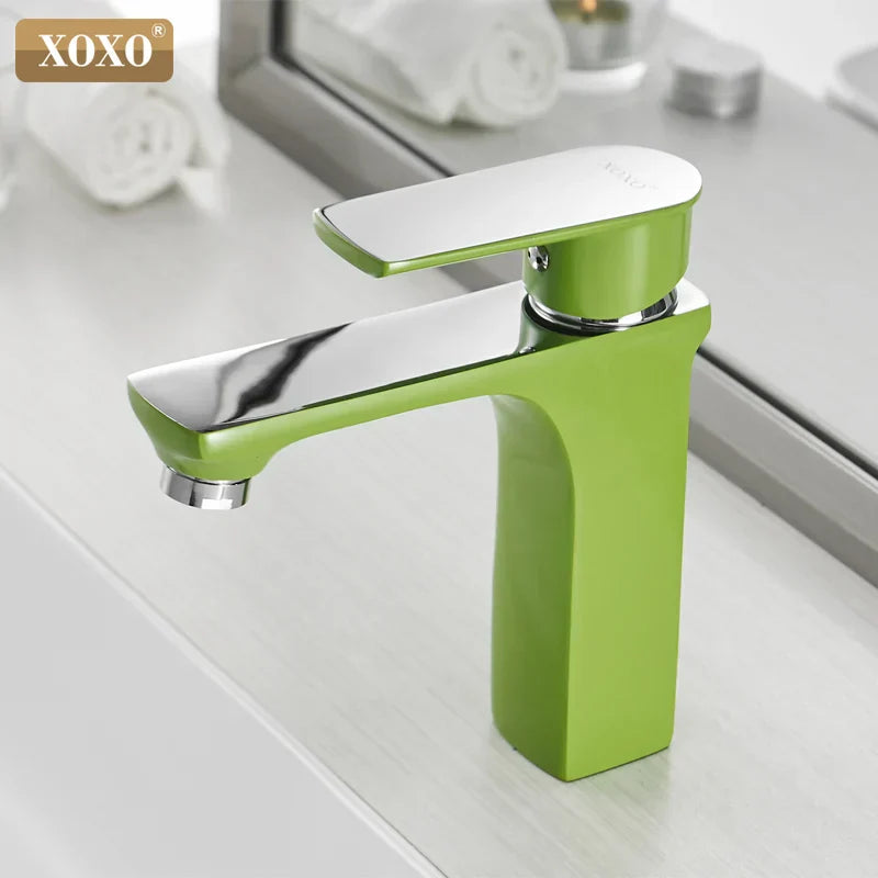 DecorBites™ Green Water Basin Faucet, Single Hole Bathroom Mixer in Fashionable Bronze Style