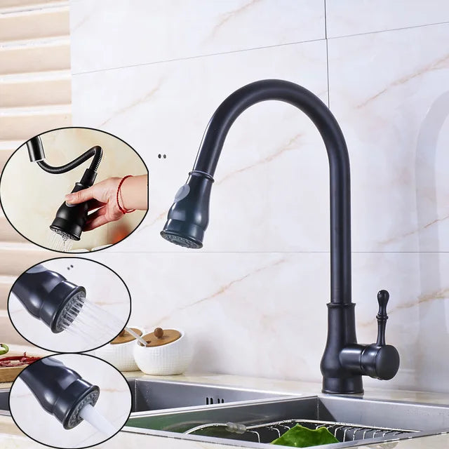 DecorBites™ Brushed Nickel Pull Out Kitchen Faucet Single Lever Sprayer