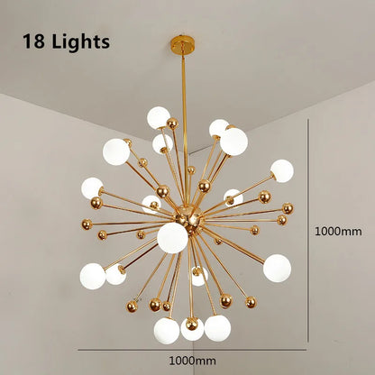 DecorBites™ Acrylic Molecule Chandelier Golden Kitchen Restaurant Lighting Sputnik Globe Lamp